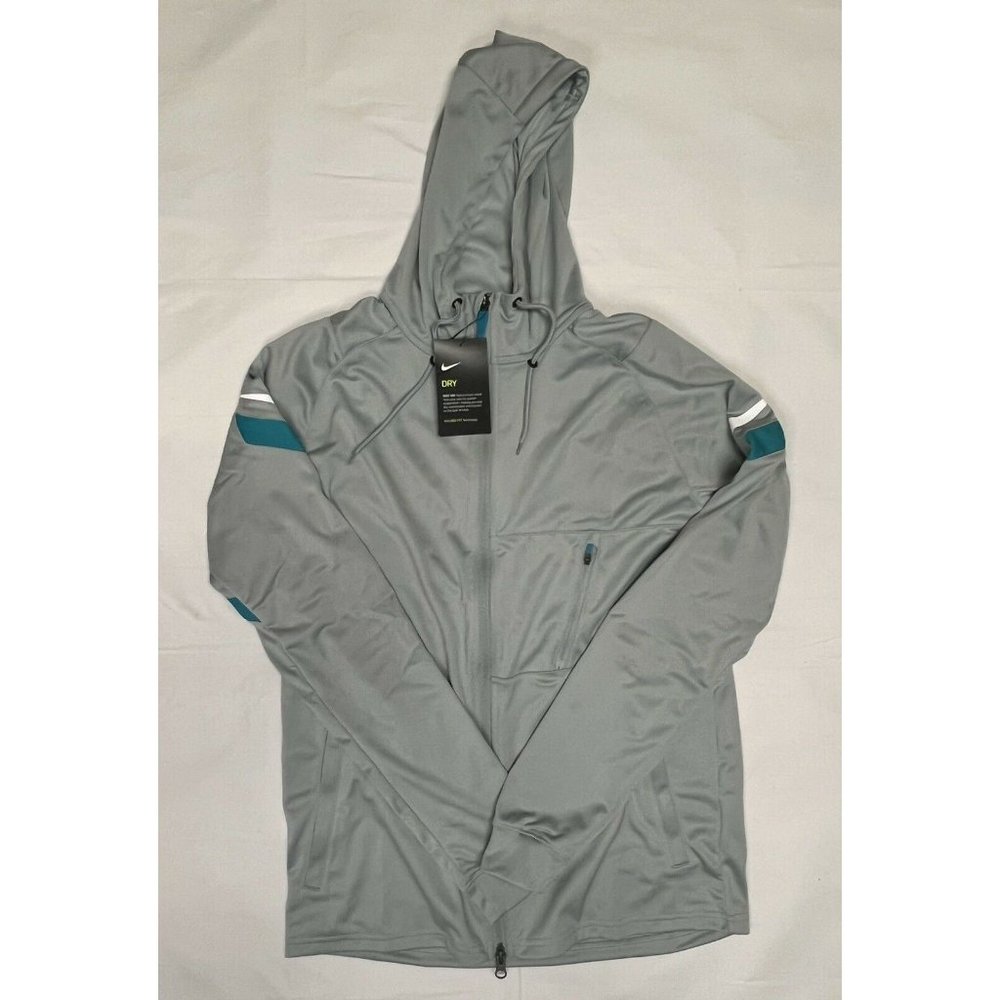 Nike Dry Strike 21 Full Zip Hooded Soccer Jacket Men's Medium Grey CW5865 019